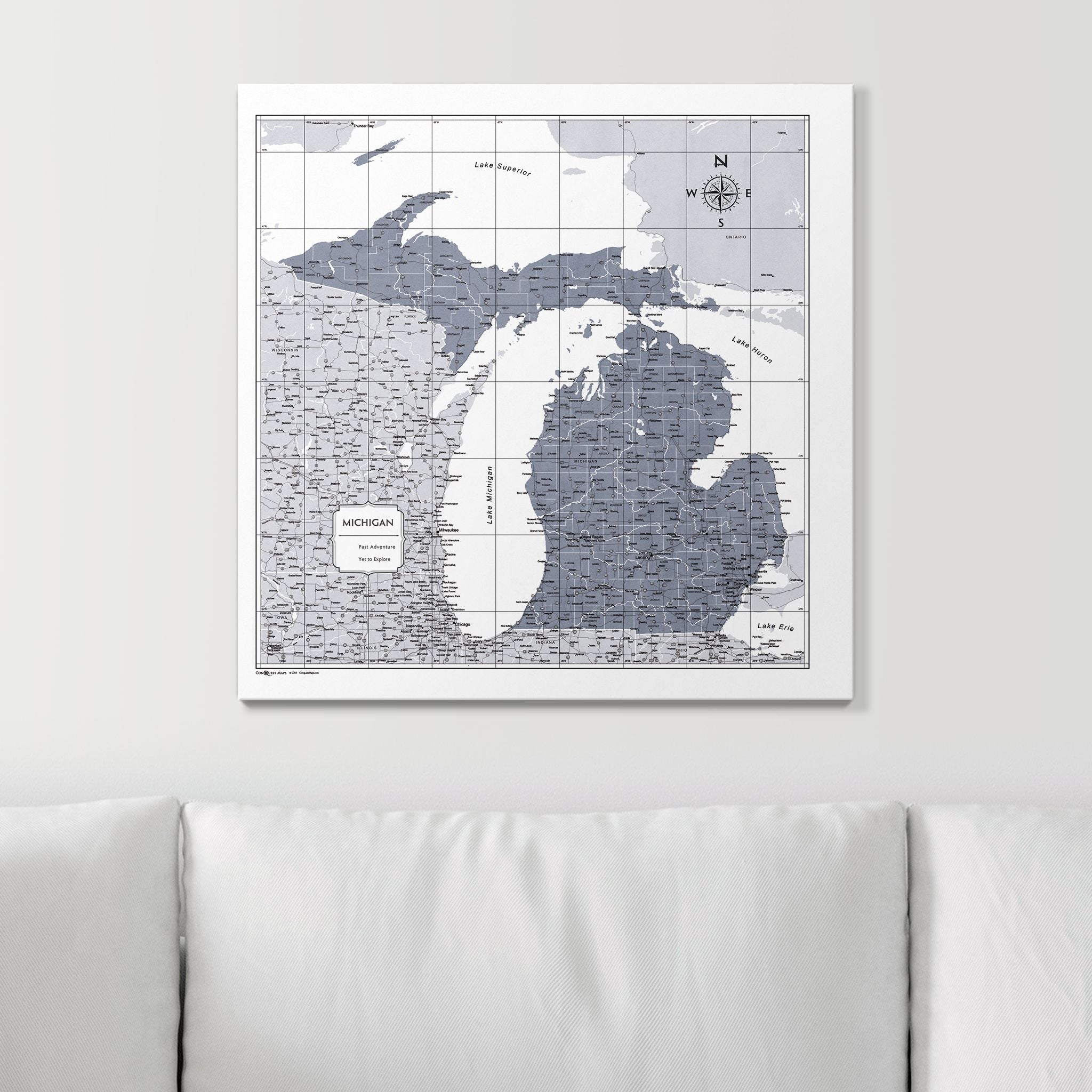 Push Pin Michigan Map (Pin Board) - Dark Gray Color Splash CM Pin Board