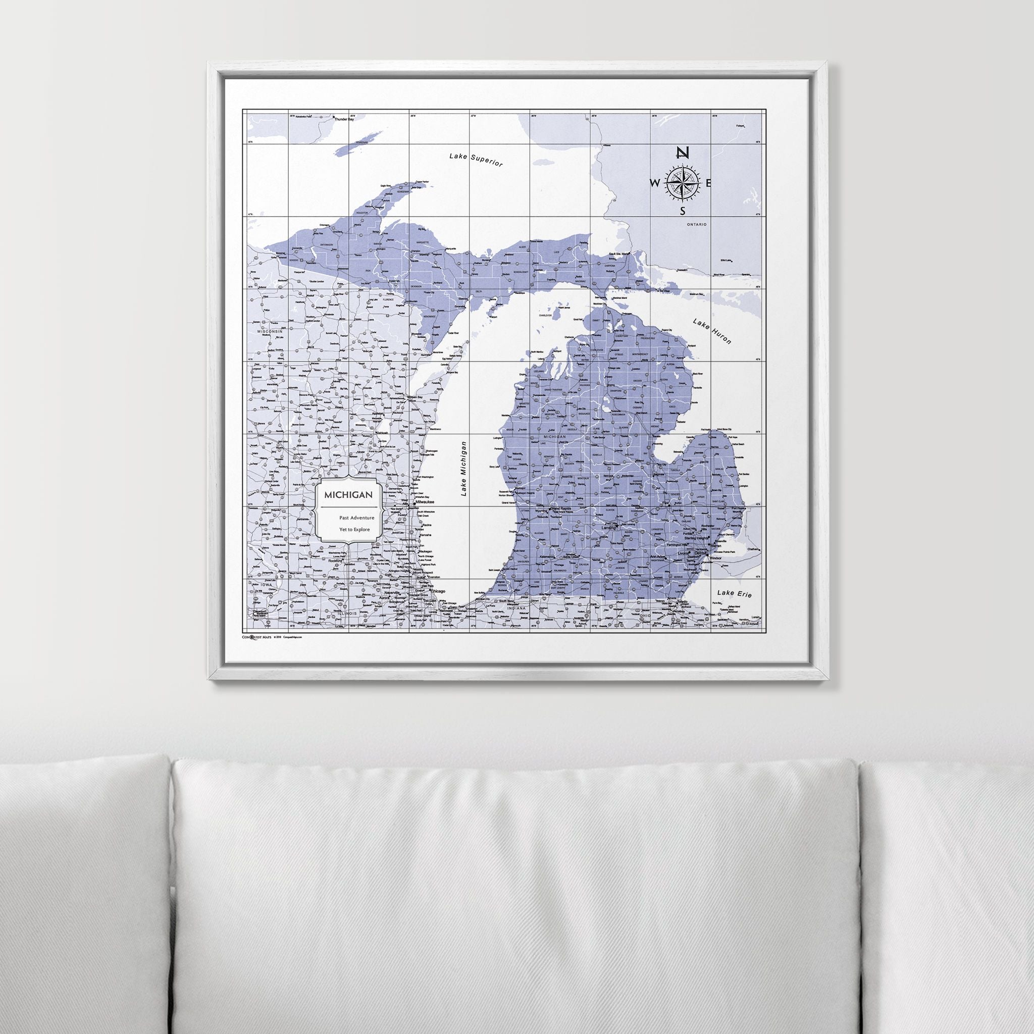 Push Pin Michigan Map (Pin Board) - Purple Color Splash CM Pin Board