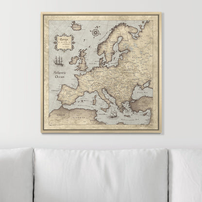 Push Pin Europe Map (Pin Board) - Rustic Vintage CM Pin Board