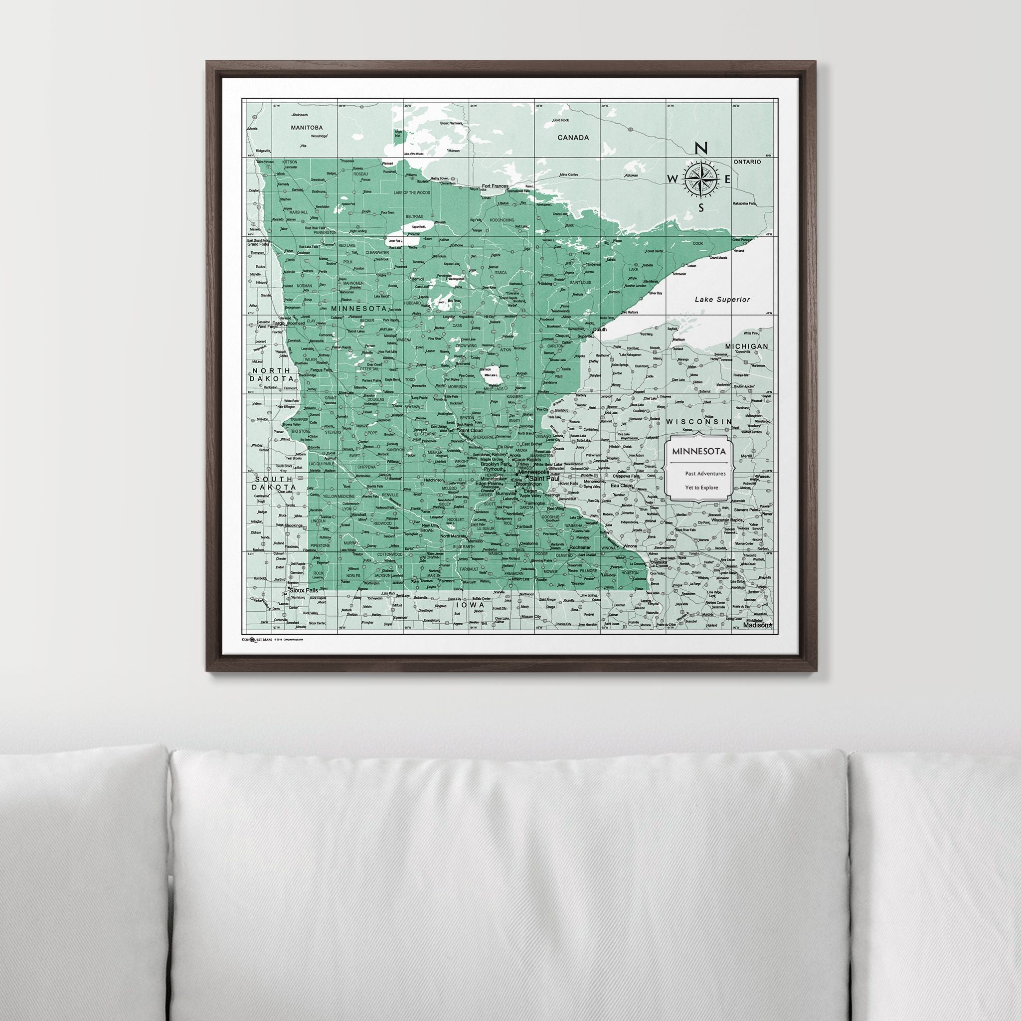 Push Pin Minnesota Map (Pin Board) - Green Color Splash CM Pin Board