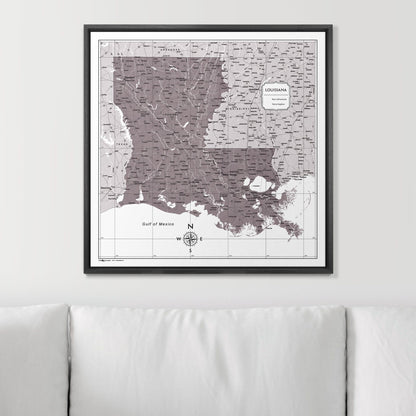 Push Pin Louisiana Map (Pin Board) - Dark Brown Color Splash CM Pin Board