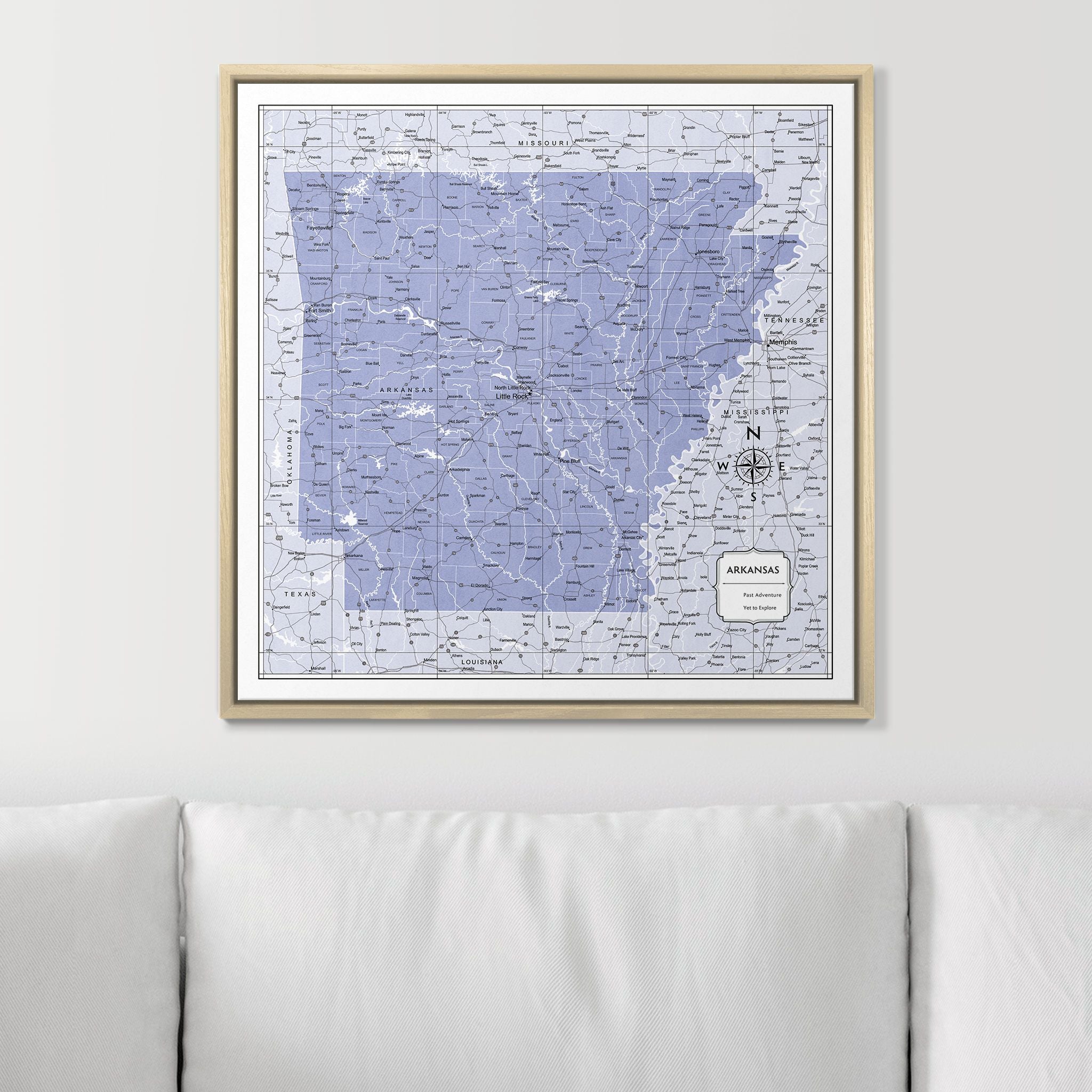 Push Pin Arkansas Map (Pin Board) - Purple Color Splash CM Pin Board