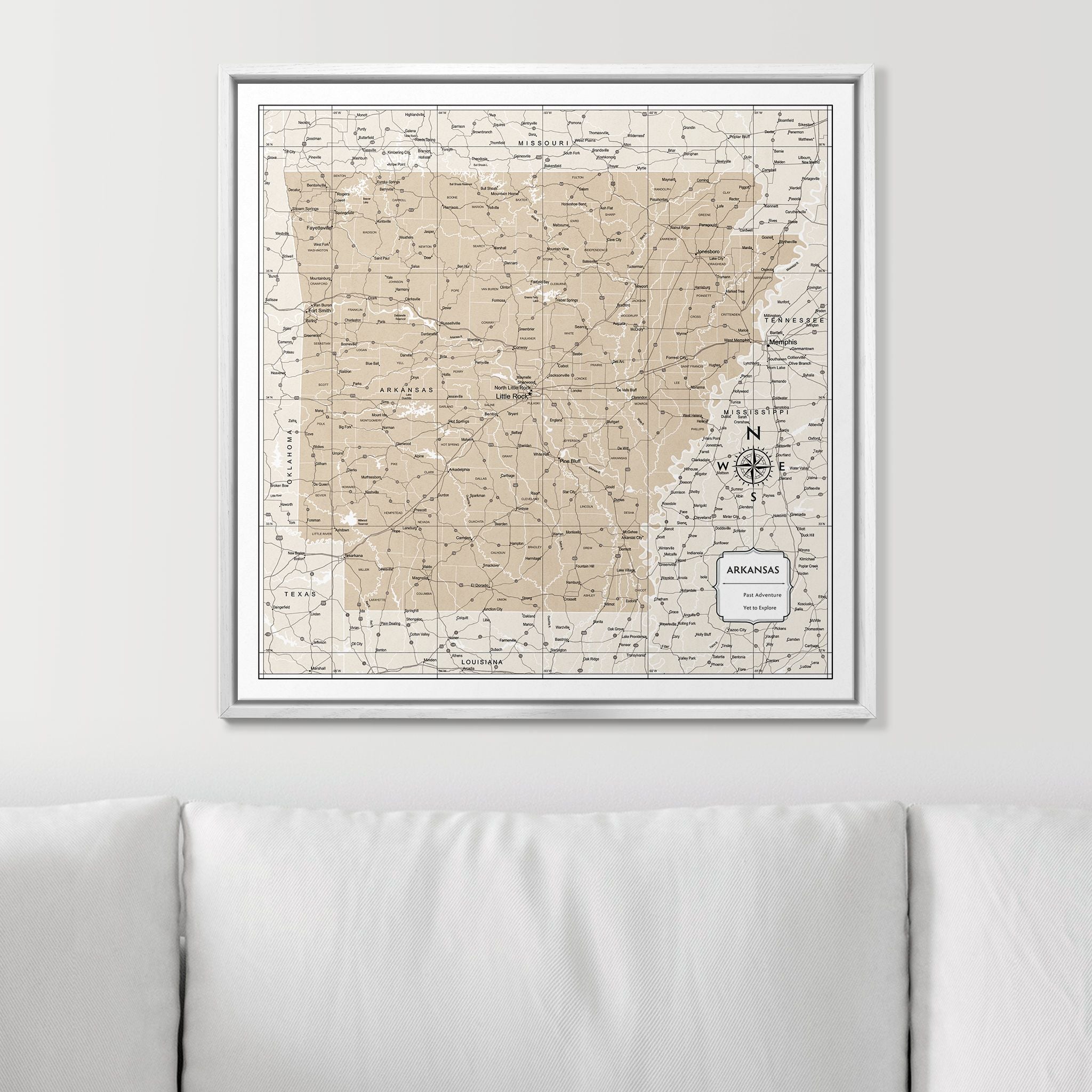 Push Pin Arkansas Map (Pin Board) - Light Brown Color Splash CM Pin Board