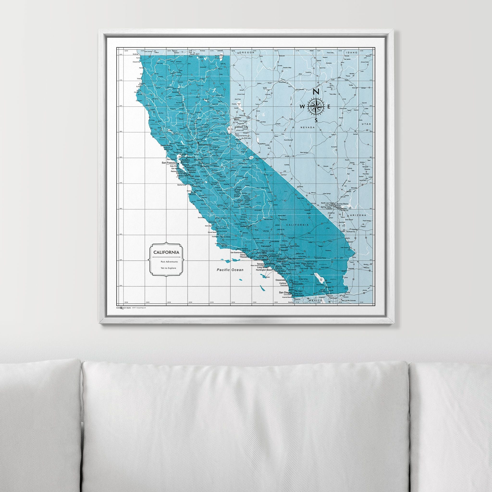 Push Pin California Map (Pin Board) - Teal Color Splash CM Pin Board