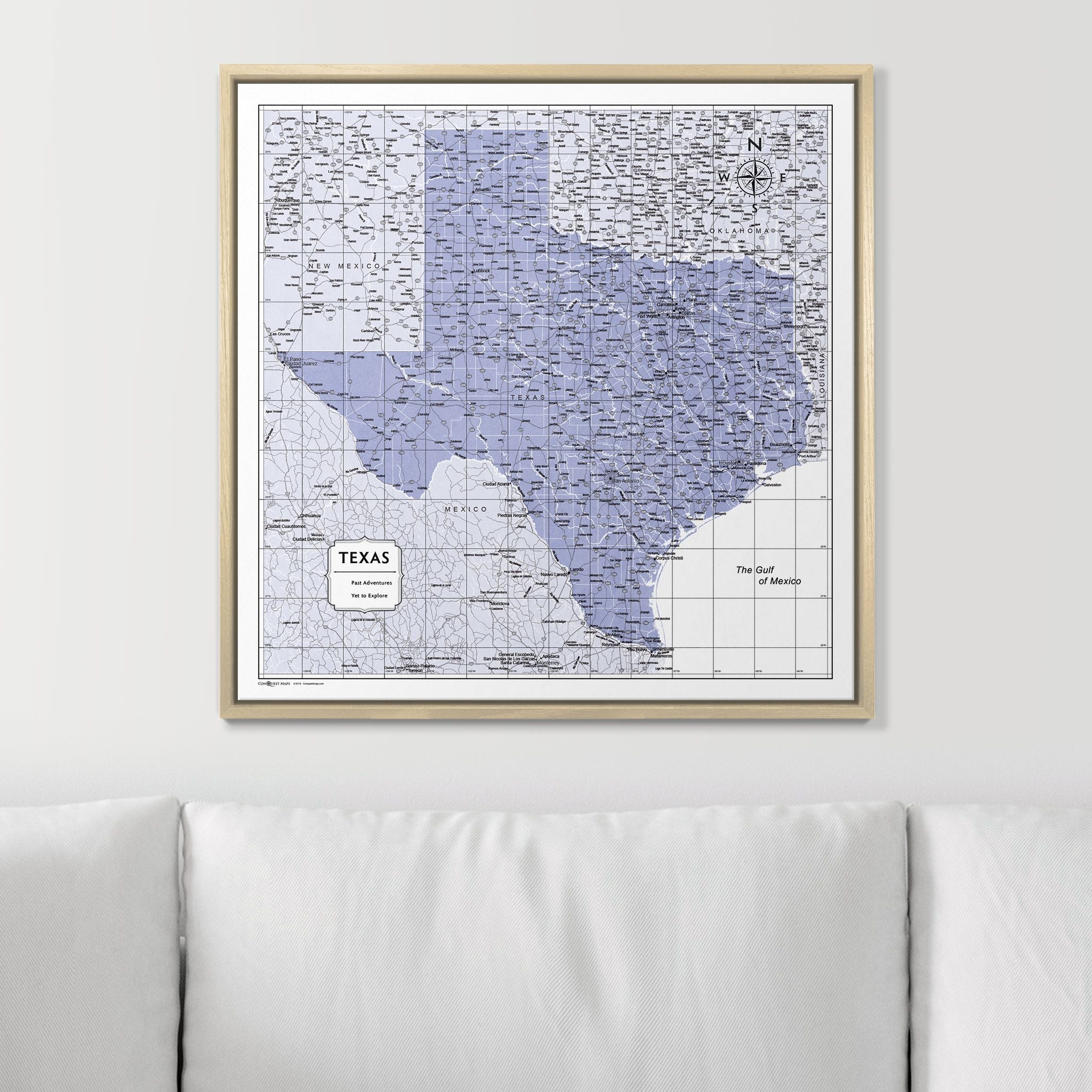 Push Pin Texas Map (Pin Board) - Purple Color Splash CM Pin Board