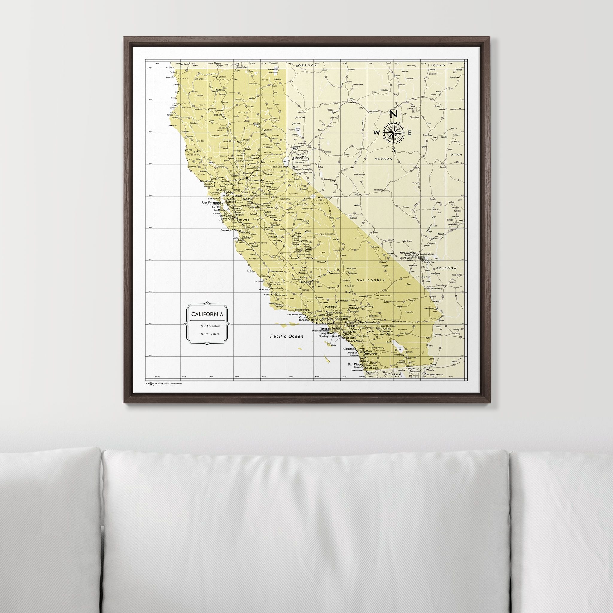 Push Pin California Map (Pin Board) - Yellow Color Splash CM Pin Board