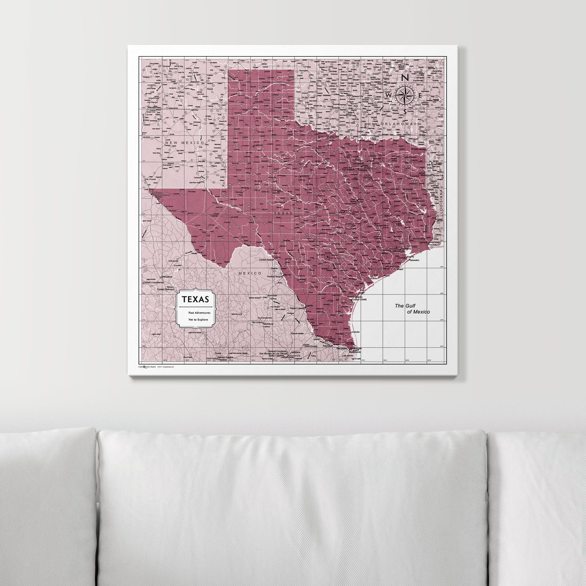 Push Pin Texas Map (Pin Board) - Burgundy Color Splash CM Pin Board