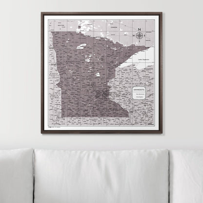 Push Pin Minnesota Map (Pin Board) - Dark Brown Color Splash CM Pin Board