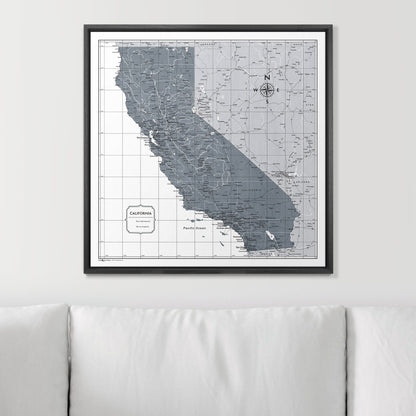 Push Pin California Map (Pin Board) - Dark Gray Color Splash CM Pin Board