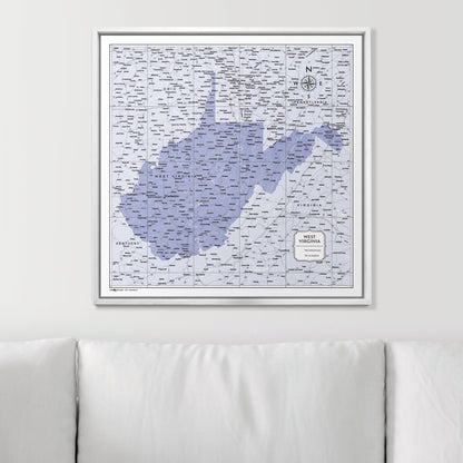 Push Pin West Virginia Map (Pin Board) - Purple Color Splash CM Pin Board