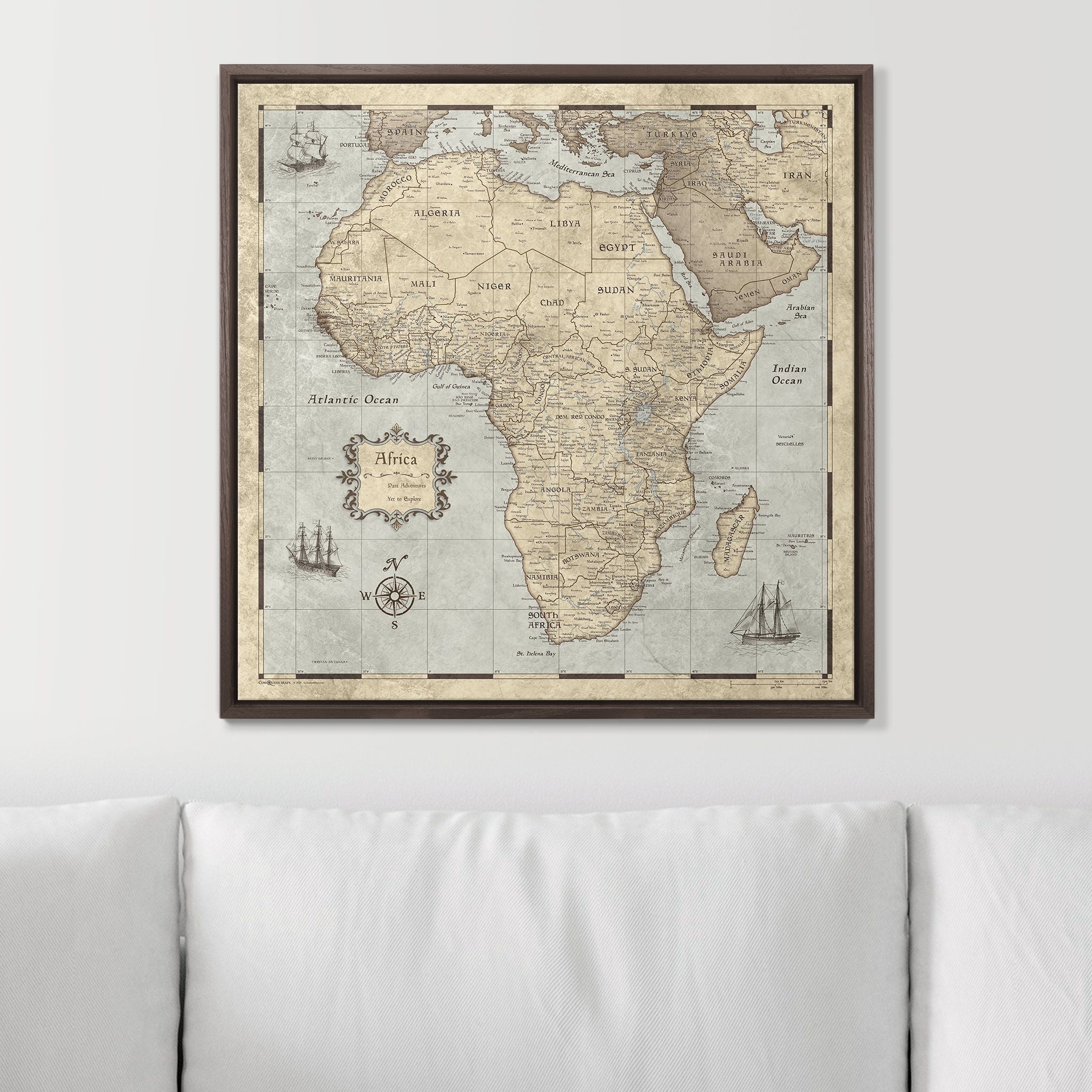 Push Pin Africa Map (Pin Board) - Rustic Vintage CM Pin Board