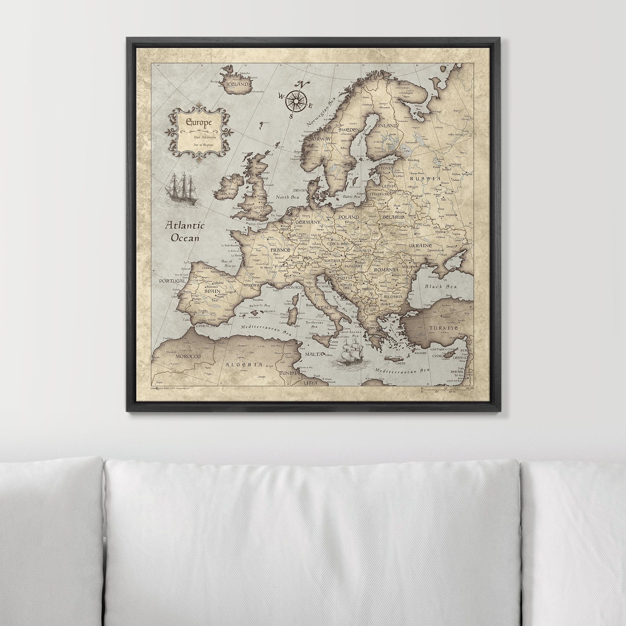 Push Pin Europe Map (Pin Board) - Rustic Vintage CM Pin Board