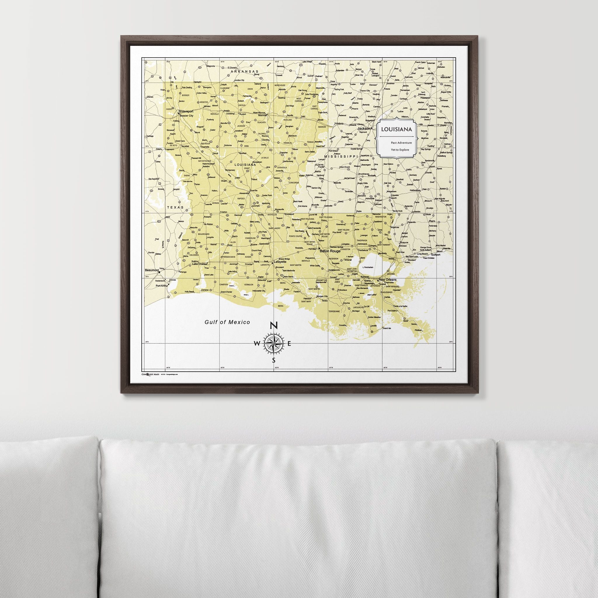 Push Pin Louisiana Map (Pin Board) - Yellow Color Splash CM Pin Board