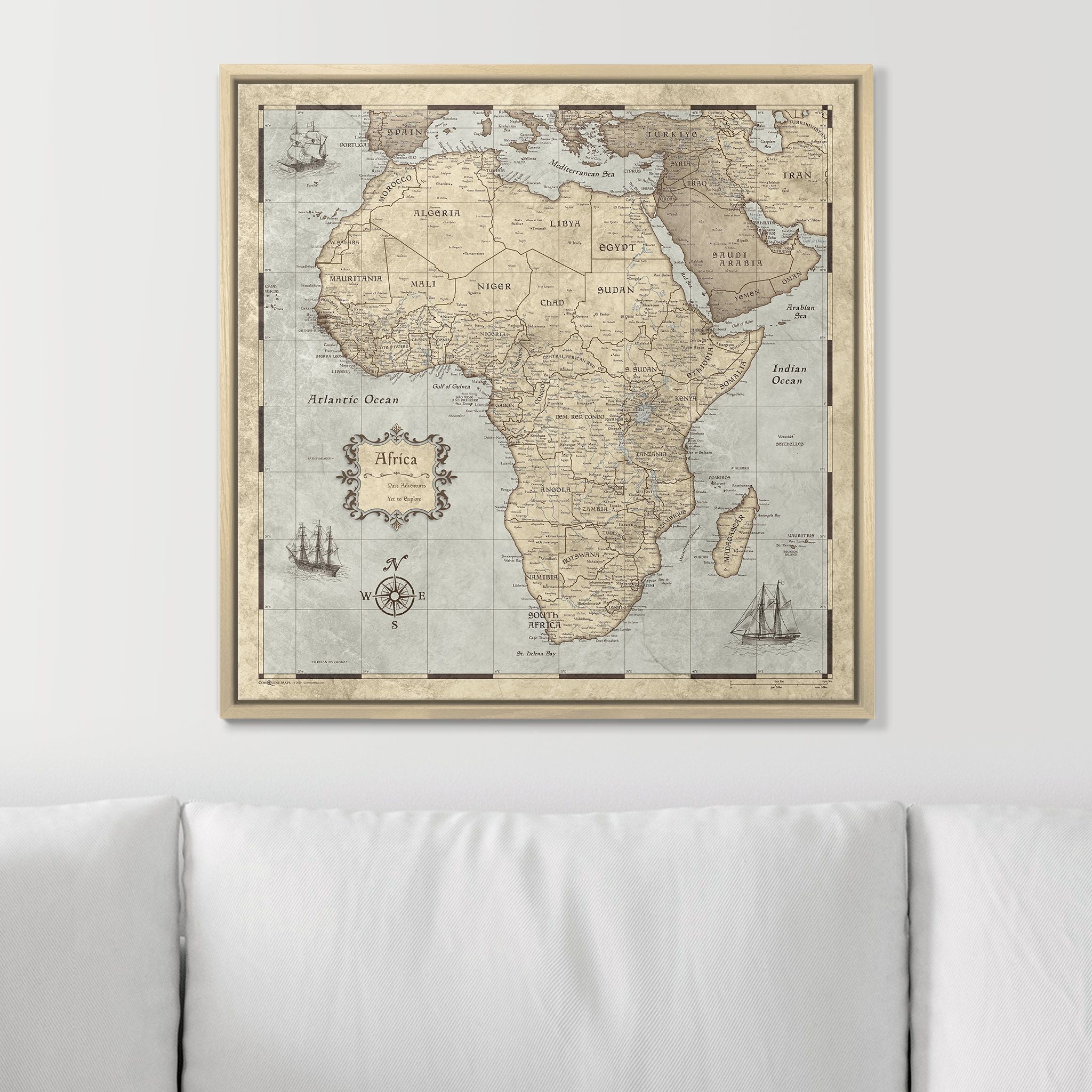 Push Pin Africa Map (Pin Board) - Rustic Vintage CM Pin Board