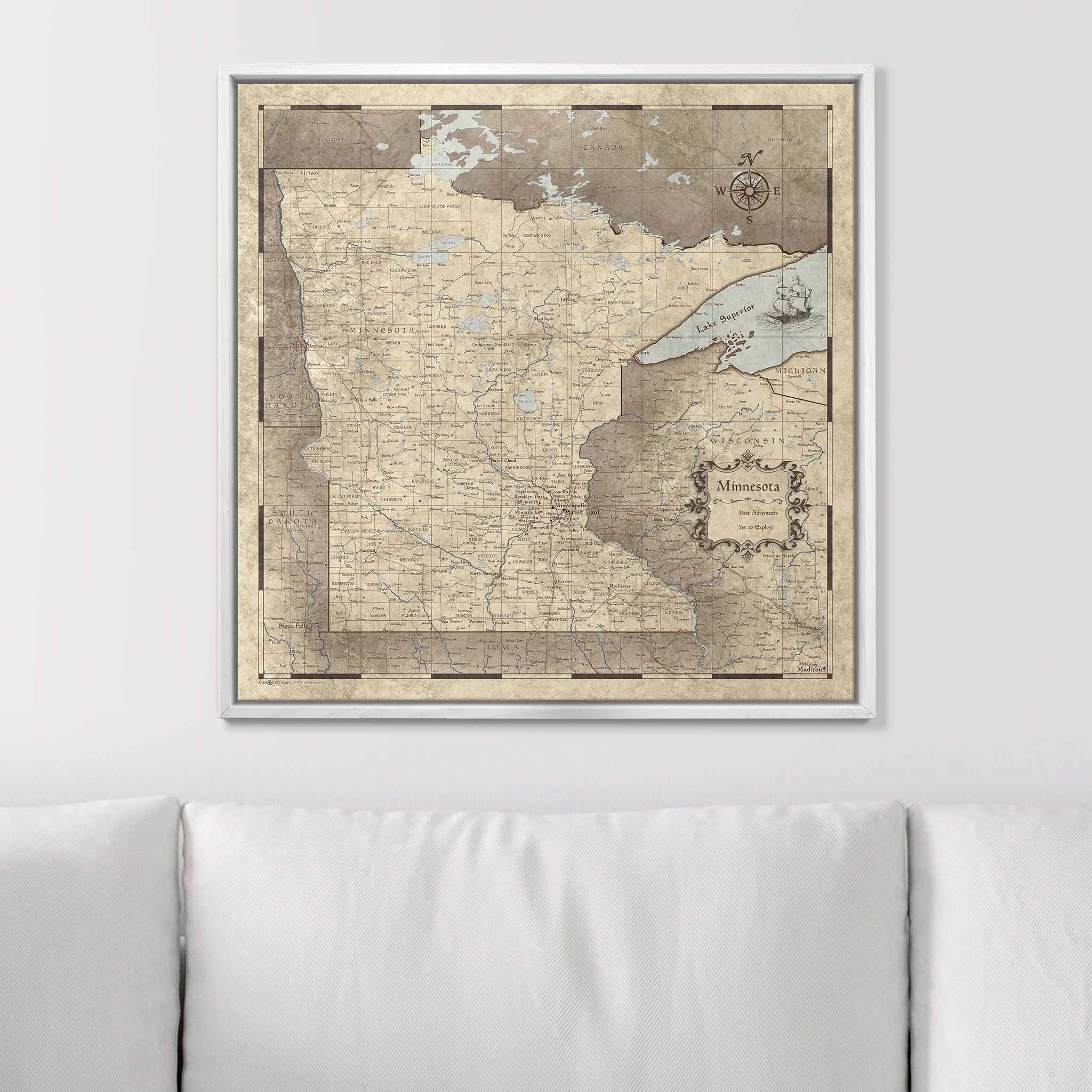 Push Pin Minnesota Map (Pin Board) - Rustic Vintage CM Pin Board