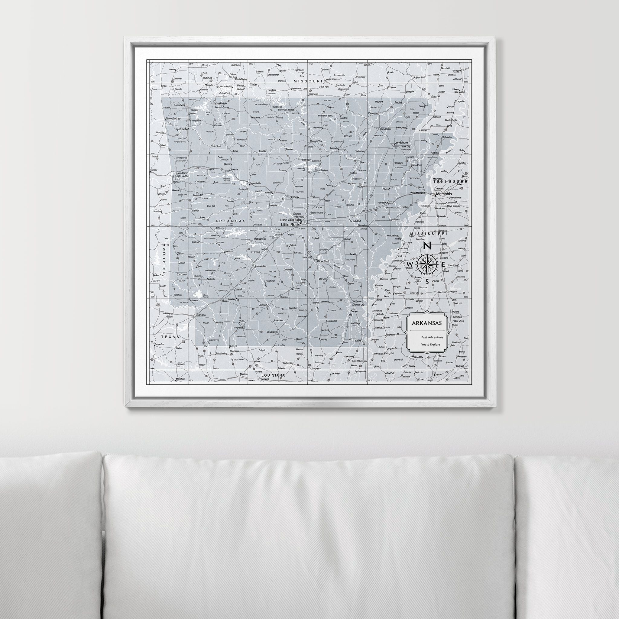 Push Pin Arkansas Map (Pin Board) - Light Gray Color Splash CM Pin Board