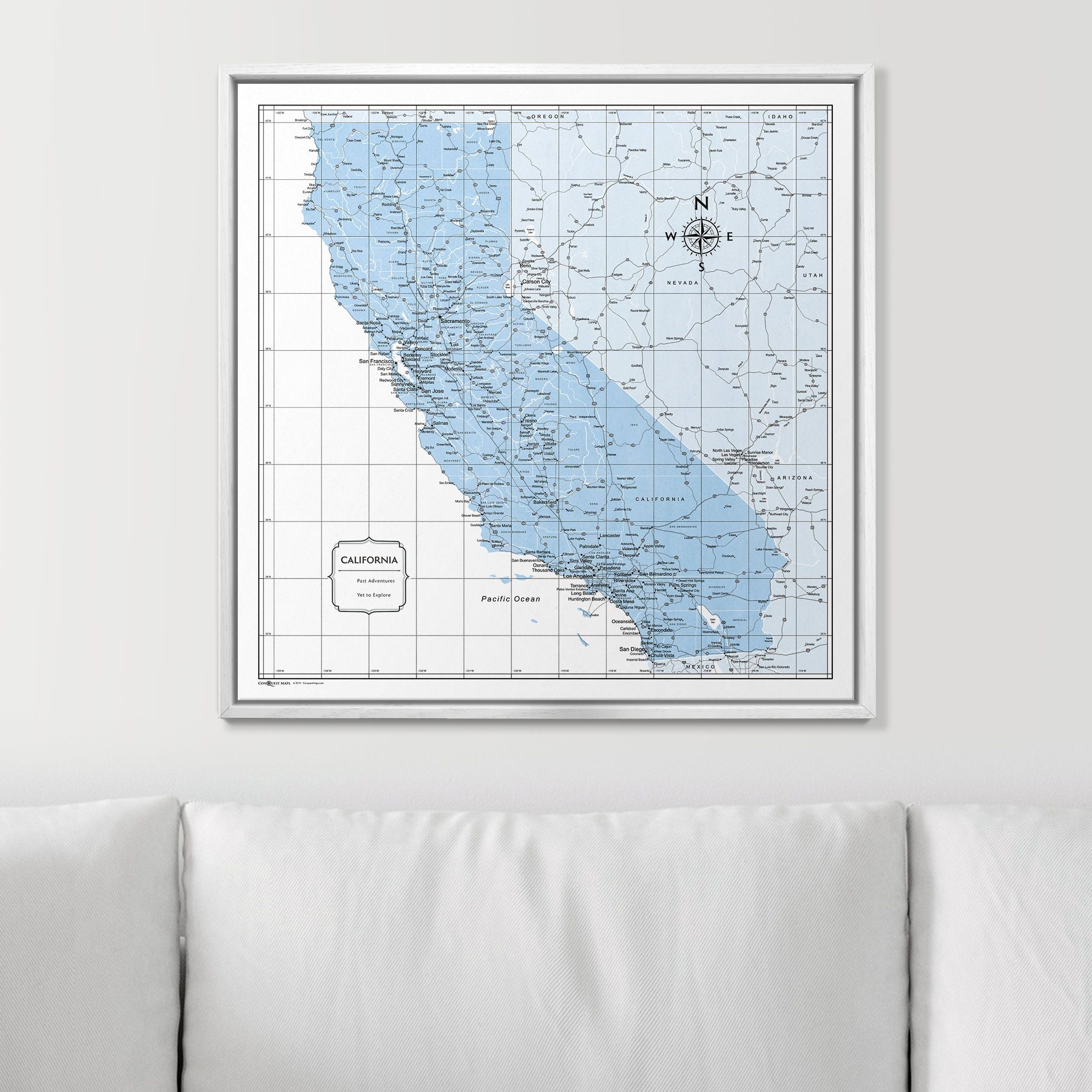 Push Pin California Map (Pin Board) - Light Blue Color Splash CM Pin Board