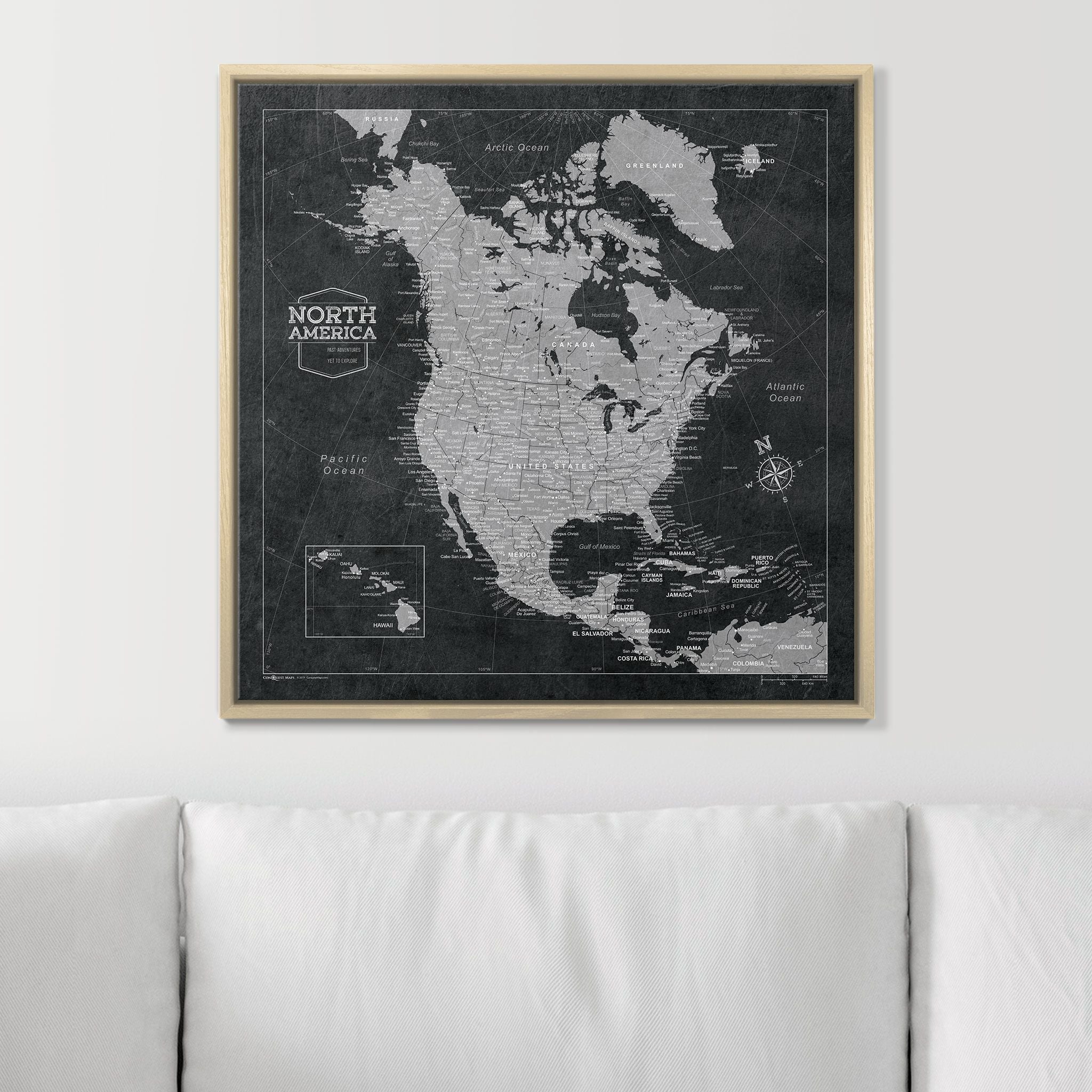 Push Pin North America Map (Pin Board) - Modern Slate CM Pin Board