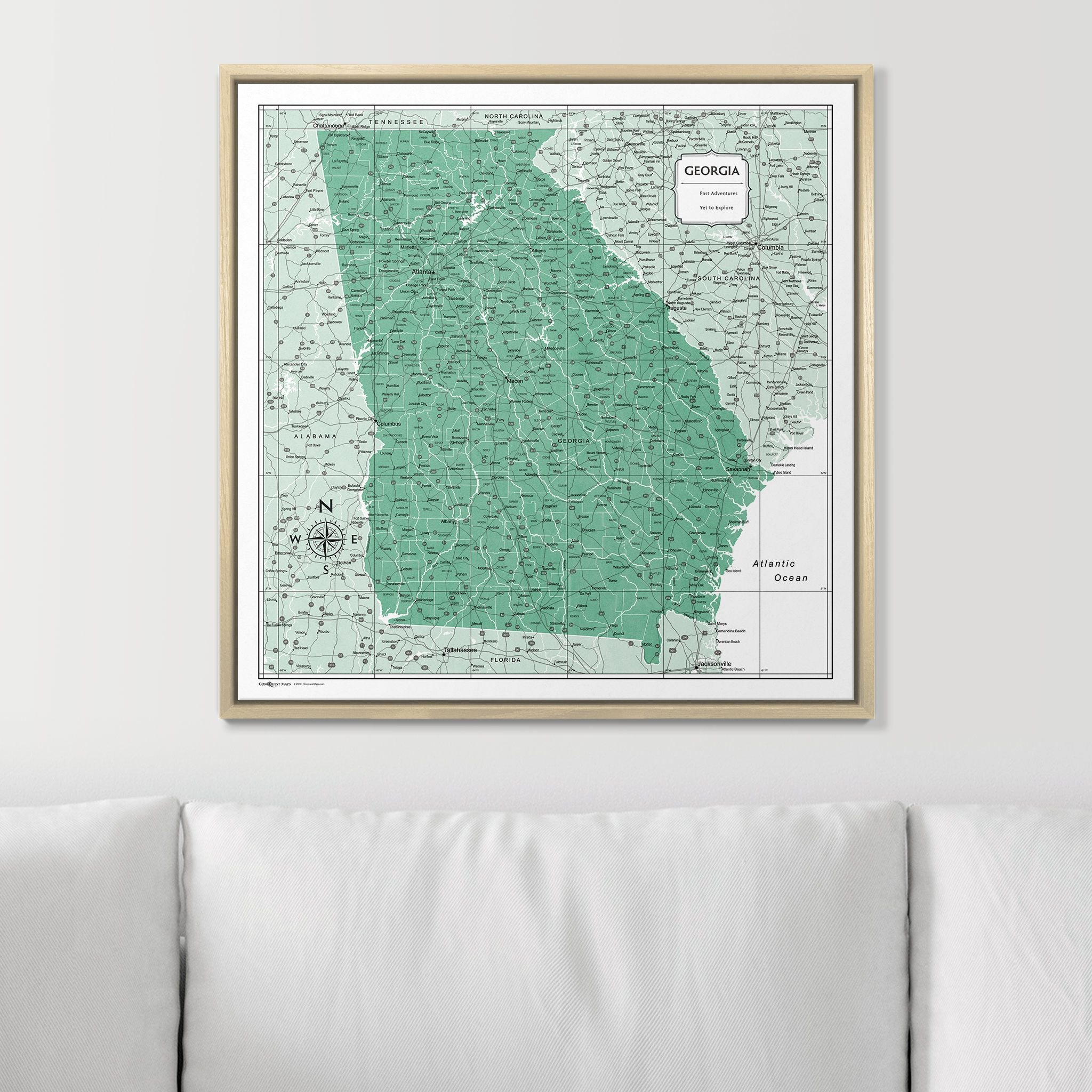 Push Pin Georgia Map (Pin Board) - Green Color Splash CM Pin Board