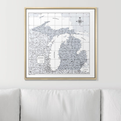 Push Pin Michigan Map (Pin Board) - Light Gray Color Splash CM Pin Board