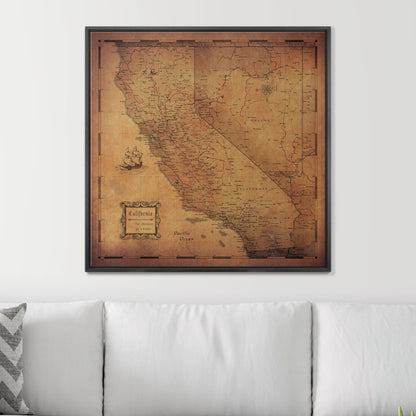 Push Pin California Map (Pin Board) - Golden Aged CM Pin Board