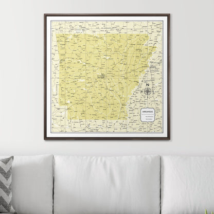 Push Pin Arkansas Map (Pin Board) - Yellow Color Splash CM Pin Board