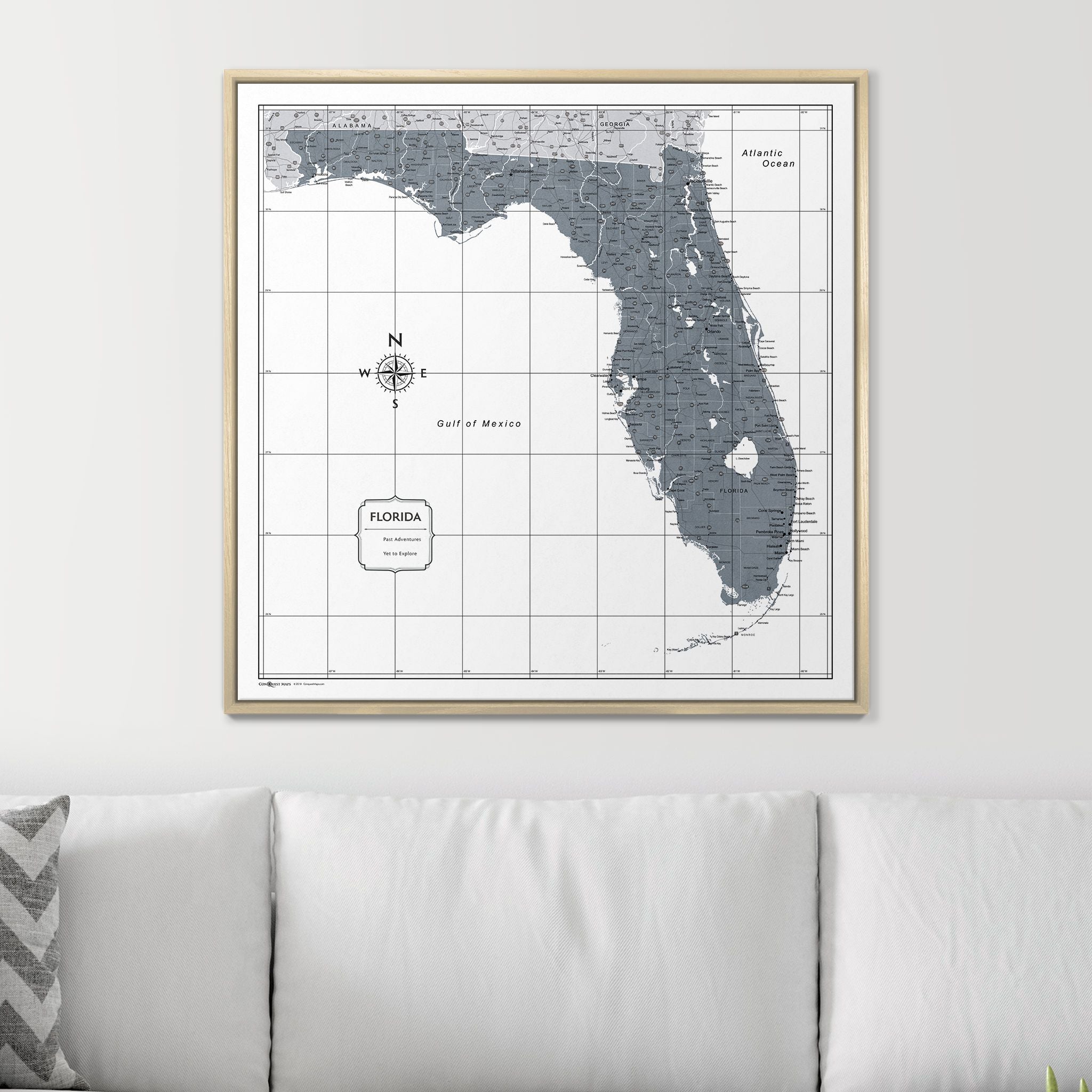 Push Pin Florida Map (Pin Board) - Dark Gray Color Splash CM Pin Board