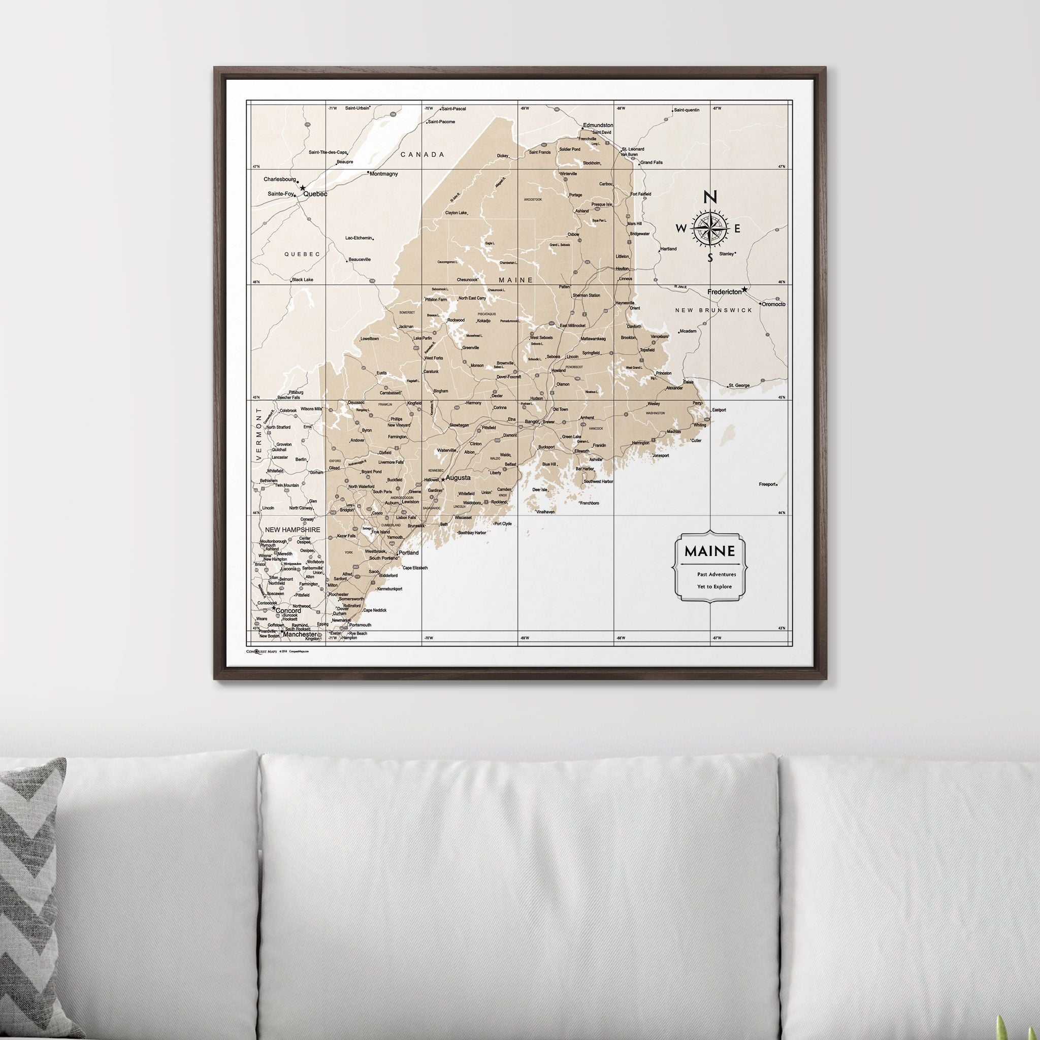 Push Pin Maine Map (Pin Board) - Light Brown Color Splash CM Pin Board