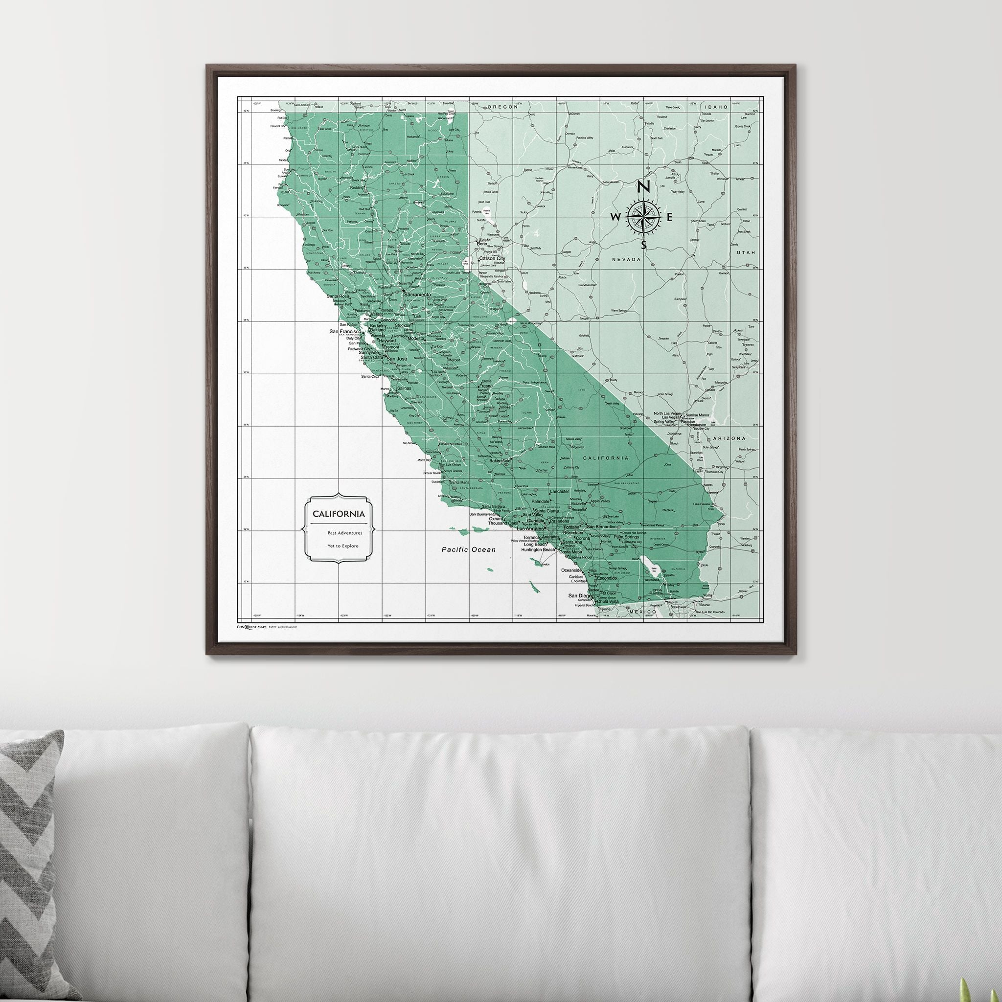 Push Pin California Map (Pin Board) - Green Color Splash CM Pin Board