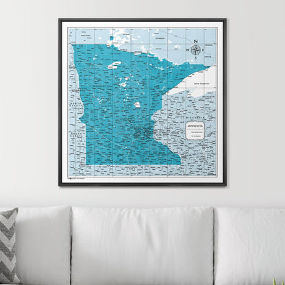 Push Pin Minnesota Map (Pin Board) - Teal Color Splash CM Pin Board