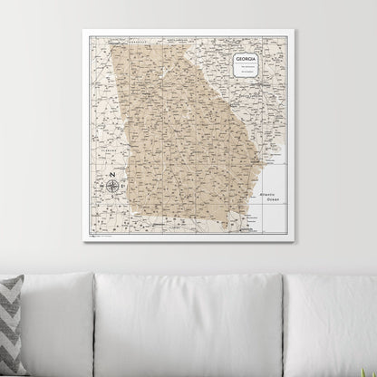 Push Pin Georgia Map (Pin Board) - Light Brown Color Splash CM Pin Board