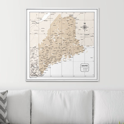 Push Pin Maine Map (Pin Board) - Light Brown Color Splash CM Pin Board