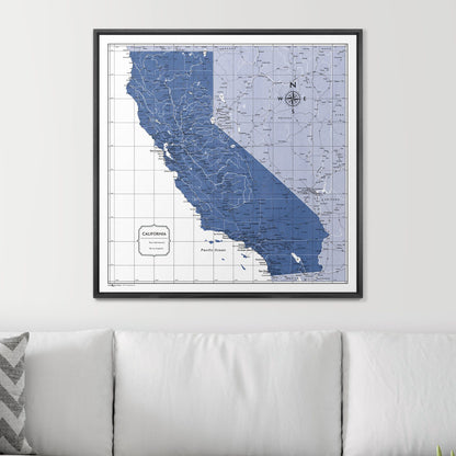 Push Pin California Map (Pin Board) - Navy Color Splash CM Pin Board