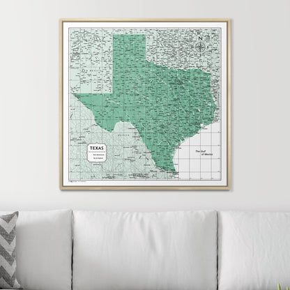 Push Pin Texas Map (Pin Board) - Green Color Splash CM Pin Board