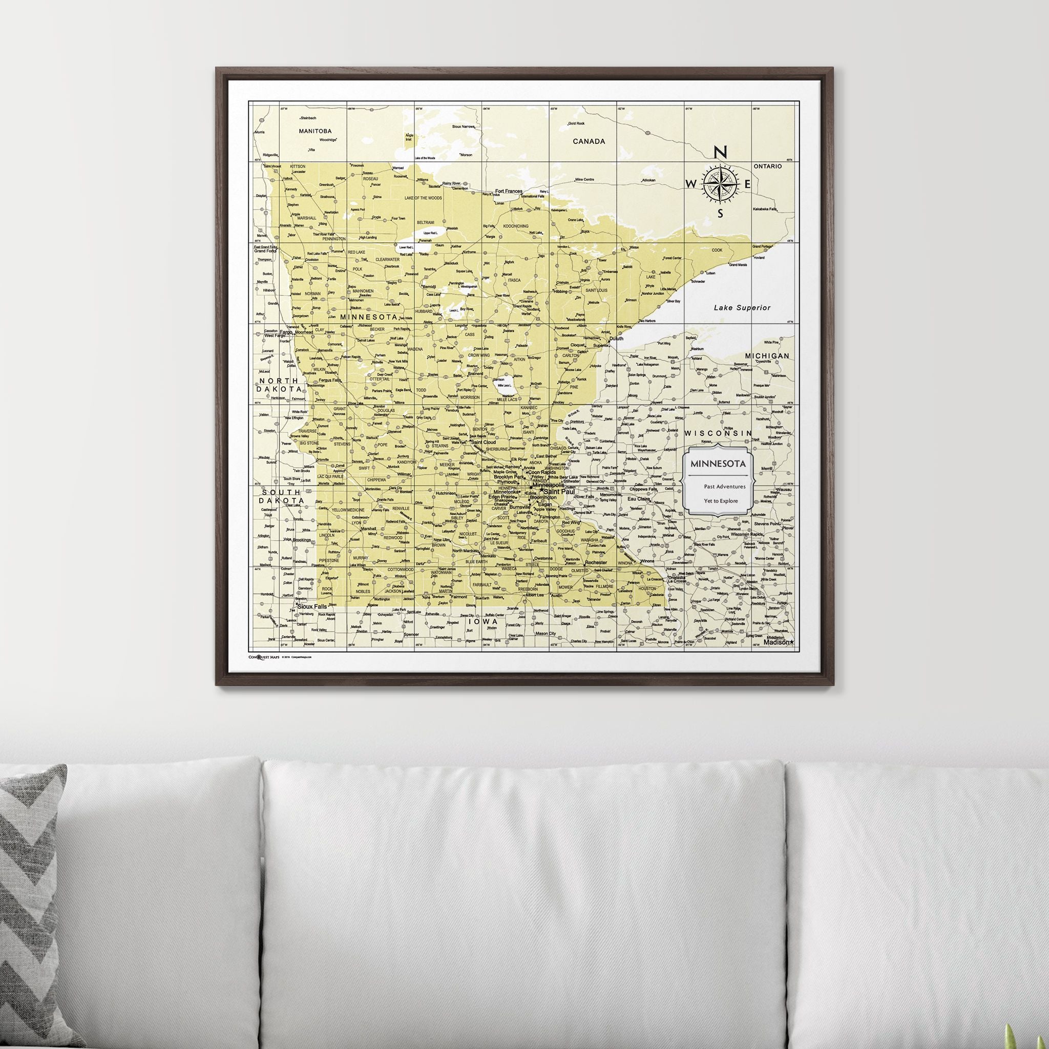 Push Pin Minnesota Map (Pin Board) - Yellow Color Splash CM Pin Board