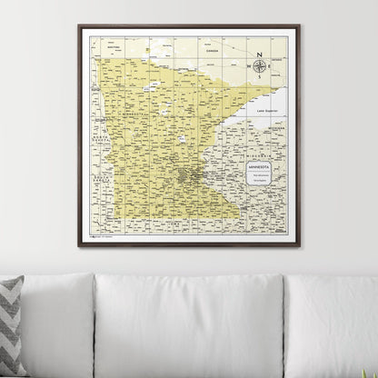 Push Pin Minnesota Map (Pin Board) - Yellow Color Splash CM Pin Board