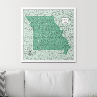 Push Pin Missouri Map (Pin Board) - Green Color Splash CM Pin Board