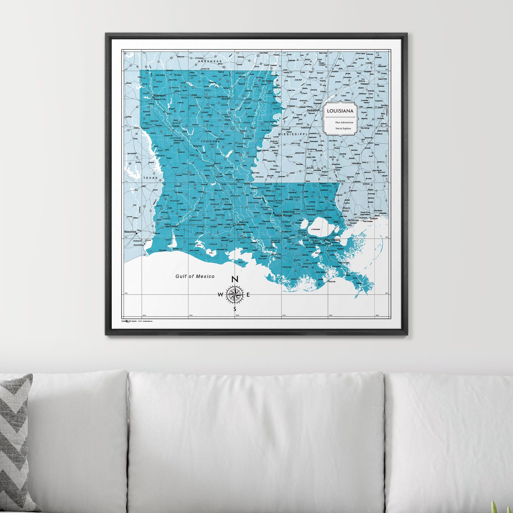 Push Pin Louisiana Map (Pin Board) - Teal Color Splash CM Pin Board