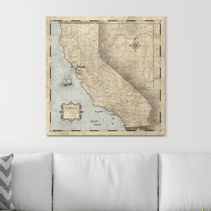 Push Pin California Map (Pin Board) - Rustic Vintage CM Pin Board