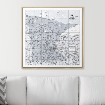 Push Pin Minnesota Map (Pin Board) - Light Gray Color Splash CM Pin Board