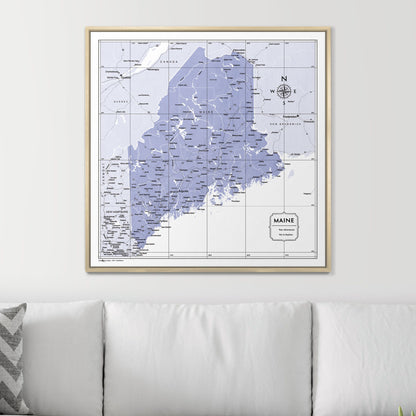 Push Pin Maine Map (Pin Board) - Purple Color Splash CM Pin Board