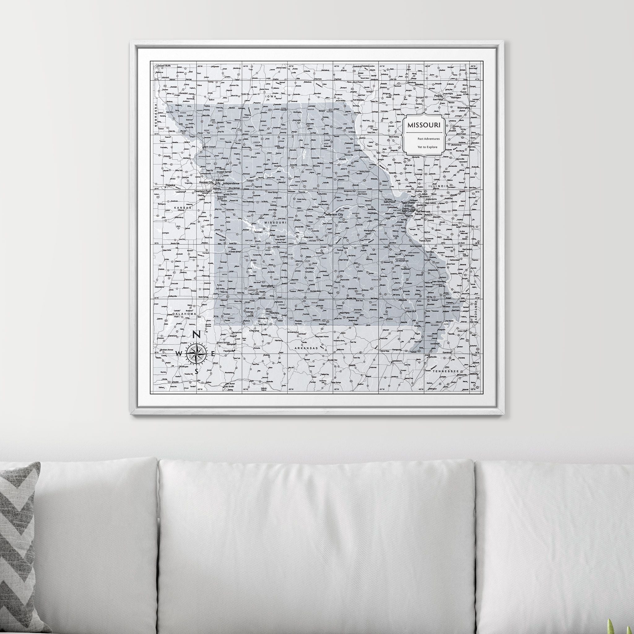 Push Pin Missouri Map (Pin Board) - Light Gray Color Splash CM Pin Board