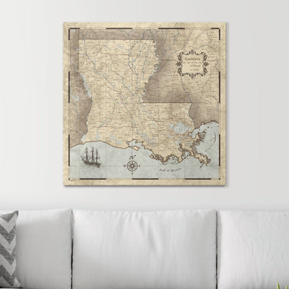 Push Pin Louisiana Map (Pin Board) - Rustic Vintage CM Pin Board