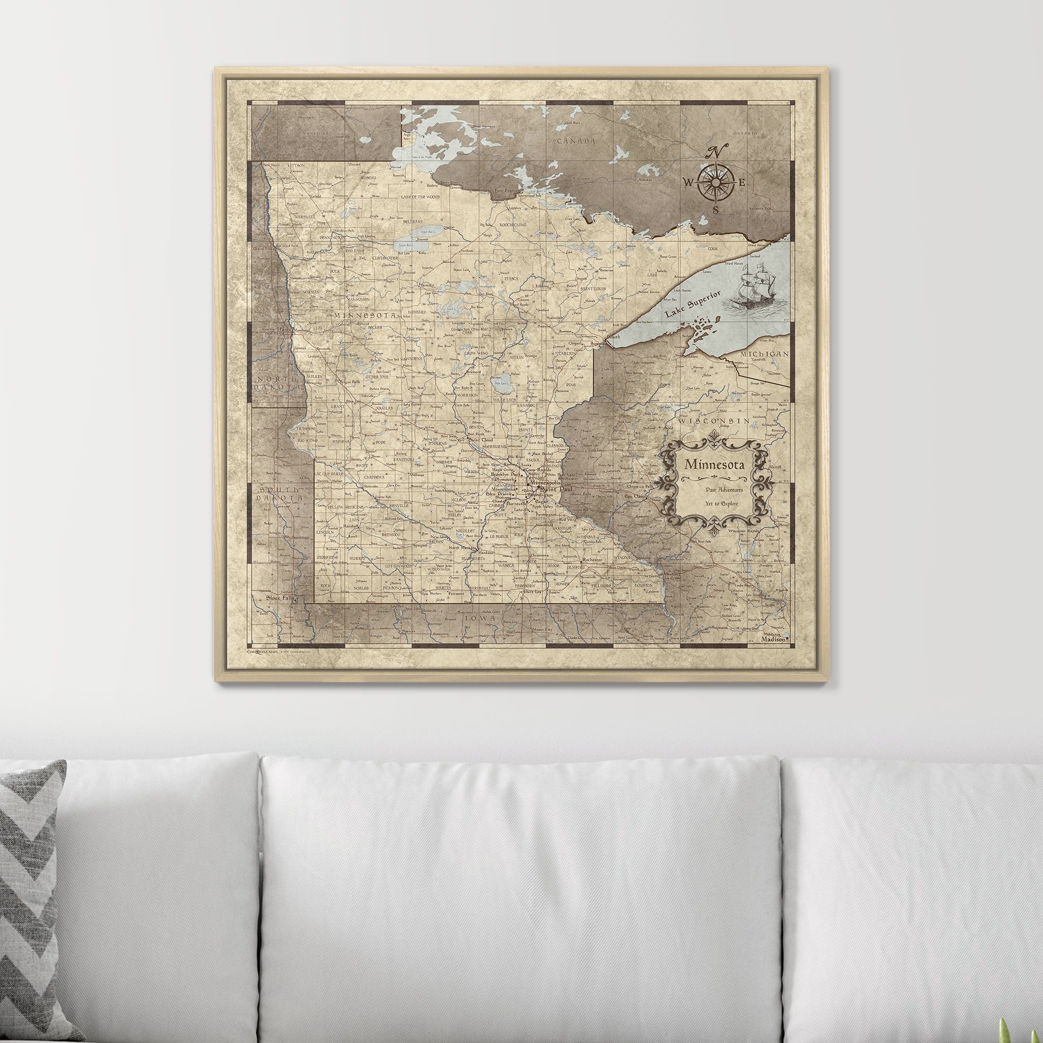 Push Pin Minnesota Map (Pin Board) - Rustic Vintage CM Pin Board