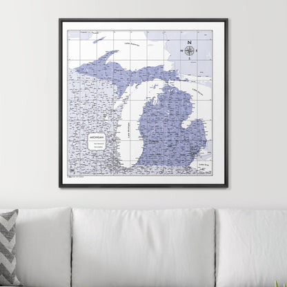 Push Pin Michigan Map (Pin Board) - Purple Color Splash CM Pin Board