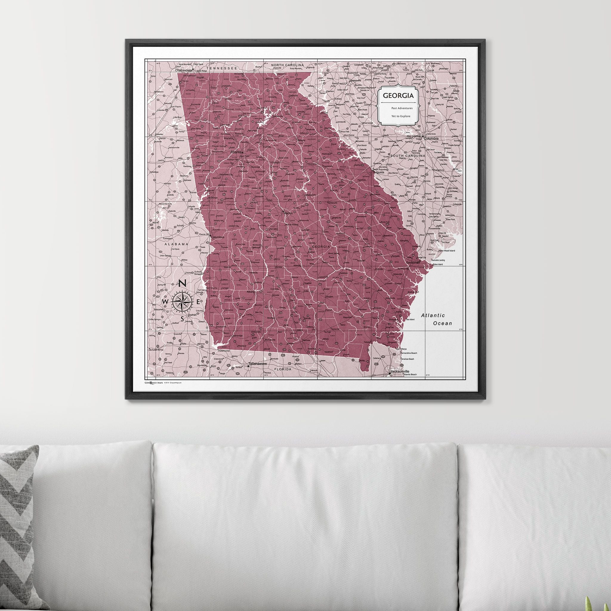 Push Pin Georgia Map (Pin Board) - Burgundy Color Splash CM Pin Board