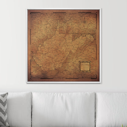 Push Pin West Virginia Map (Pin Board) - Golden Aged CM Pin Board