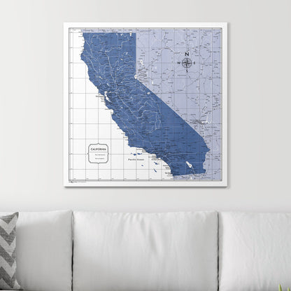 Push Pin California Map (Pin Board) - Navy Color Splash CM Pin Board