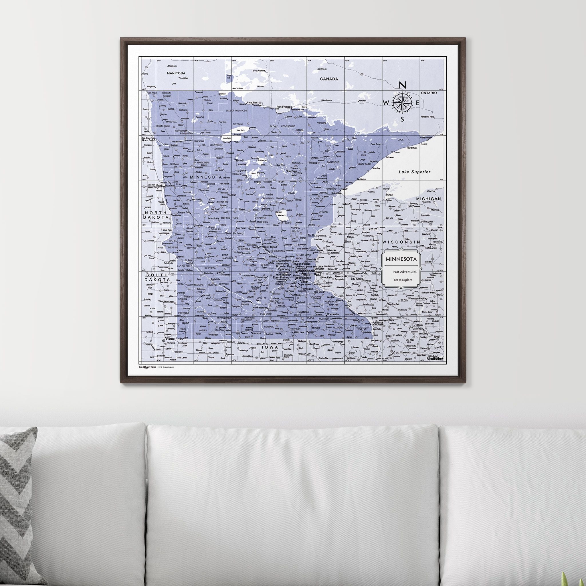 Push Pin Minnesota Map (Pin Board) - Purple Color Splash CM Pin Board