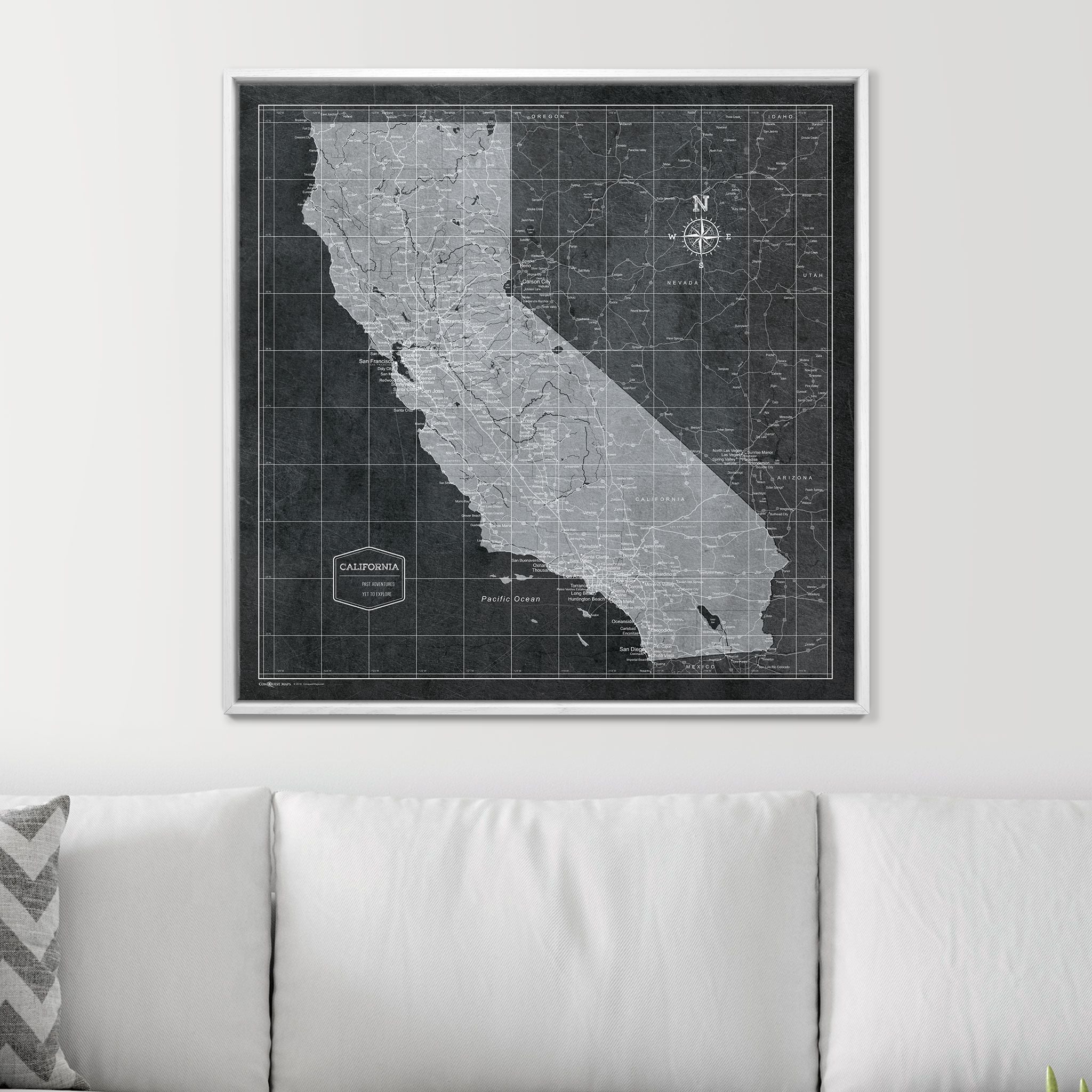 Push Pin California Map (Pin Board) - Modern Slate CM Pin Board